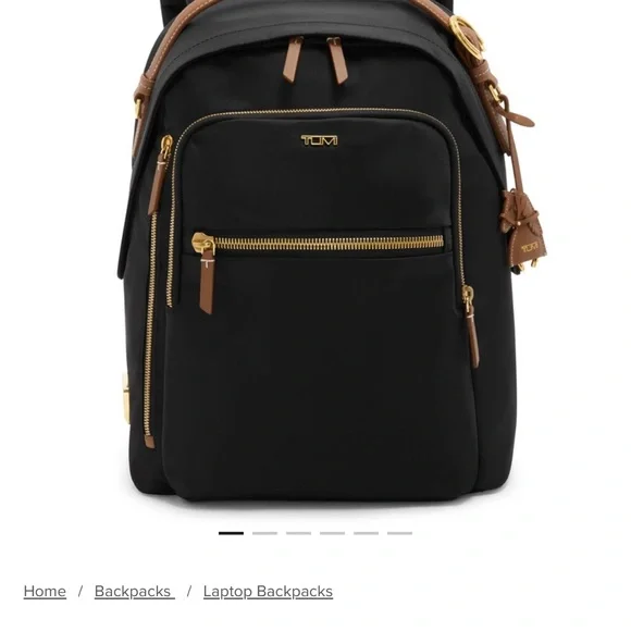 TUMI Black Backpack with Tan Details - Picture 8 of 8